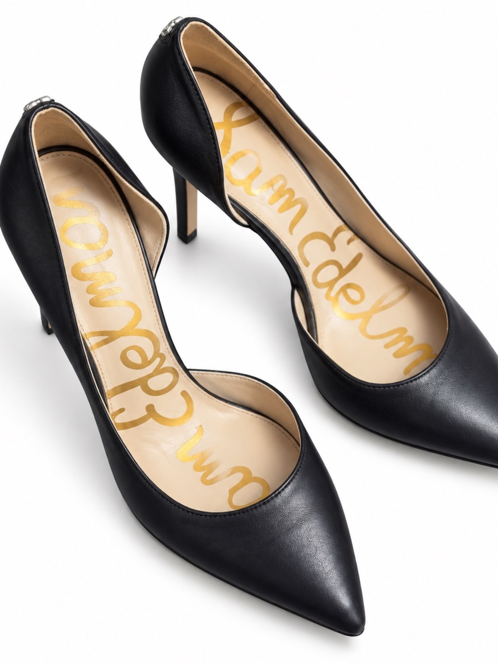 Sam Edelman Black Pointed-Toe Leather Pumps - Classic Stiletto